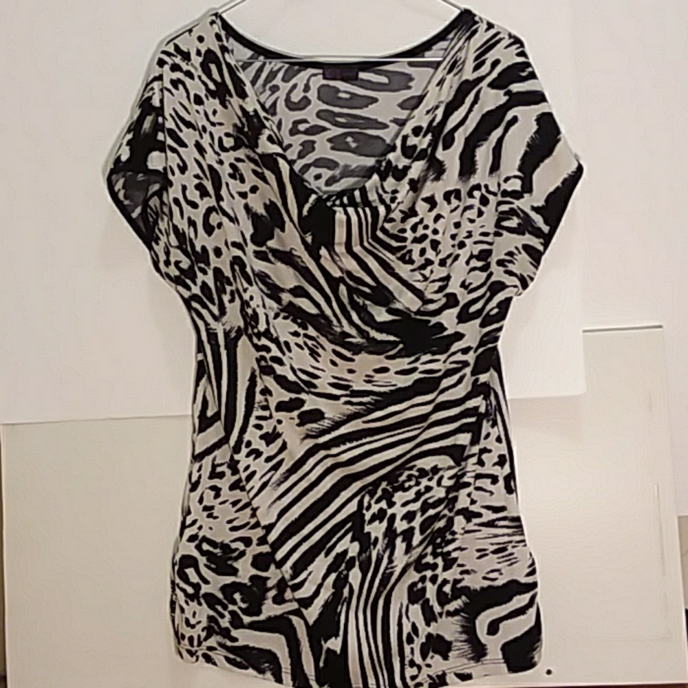 Mixed animal print blouse